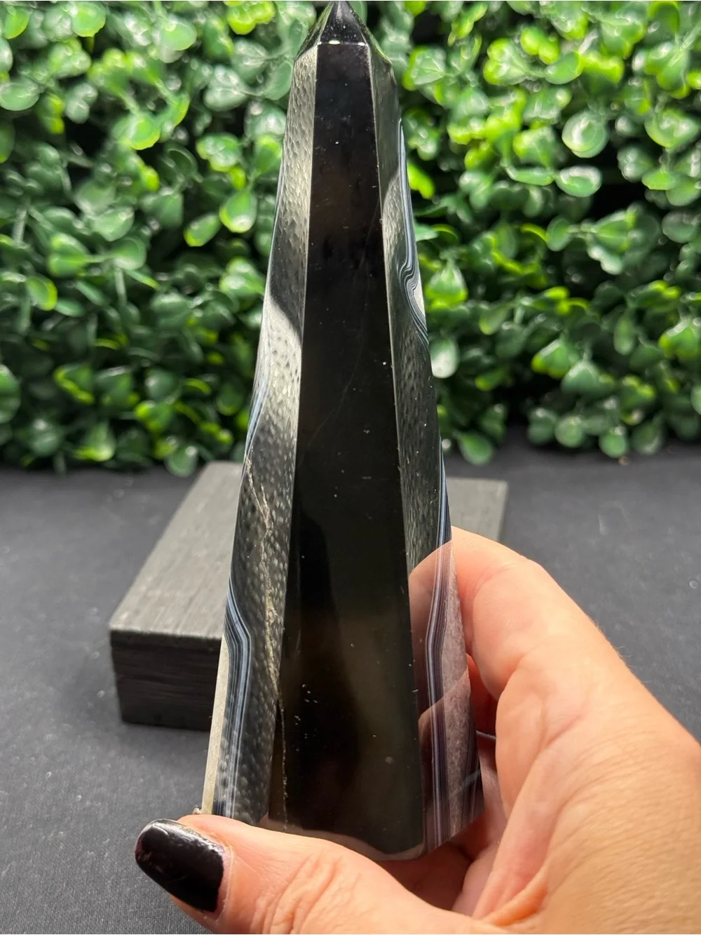 Black Banded Agate & Quartz Towers Obelisk
